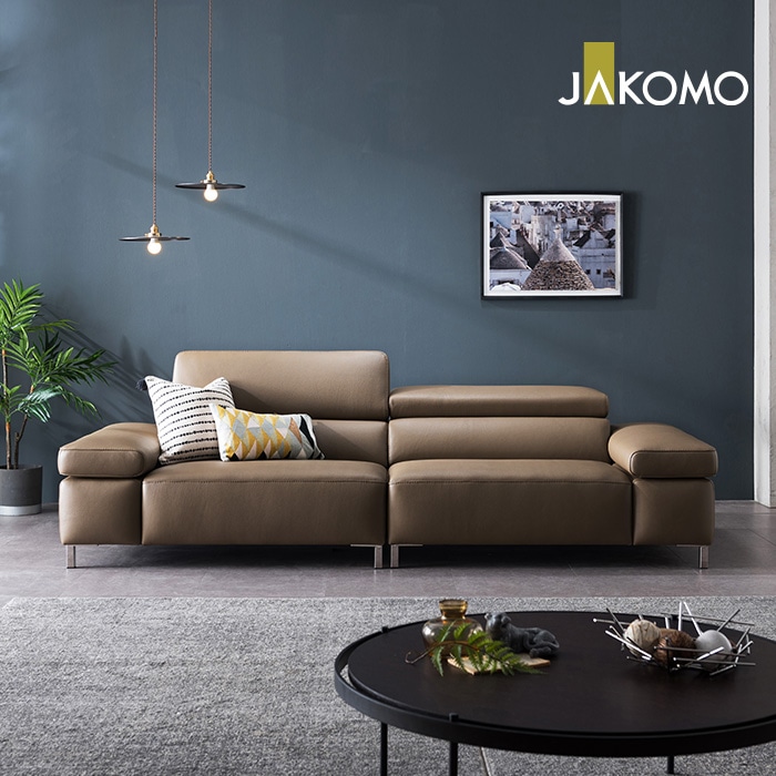 자코모 레너드 3.5인 기능성 슈렁큰 천연면피 소가죽 소파 