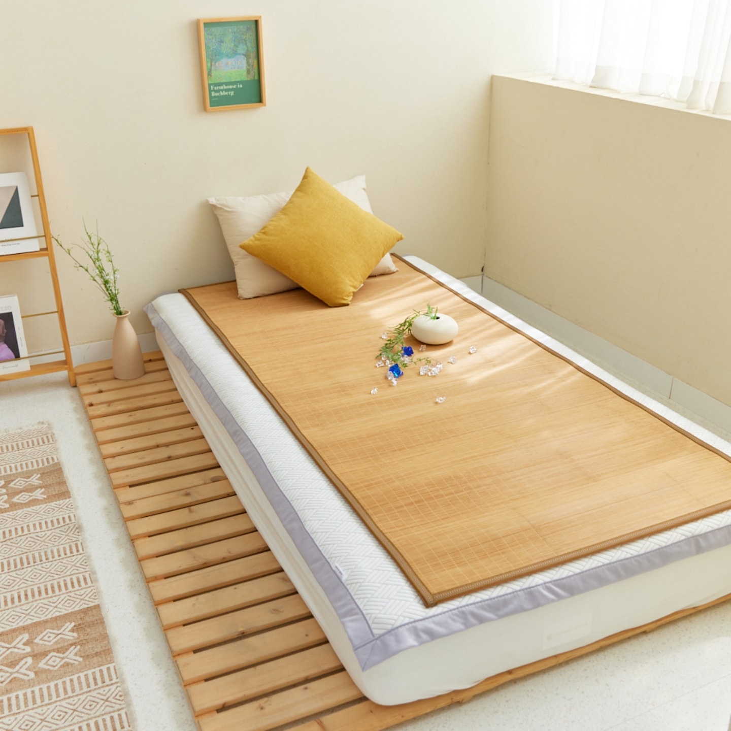 [신상품] 스타일러그 국산 세석 대나무 돗자리 여름 대자리 침대 대나무자리 S/Q