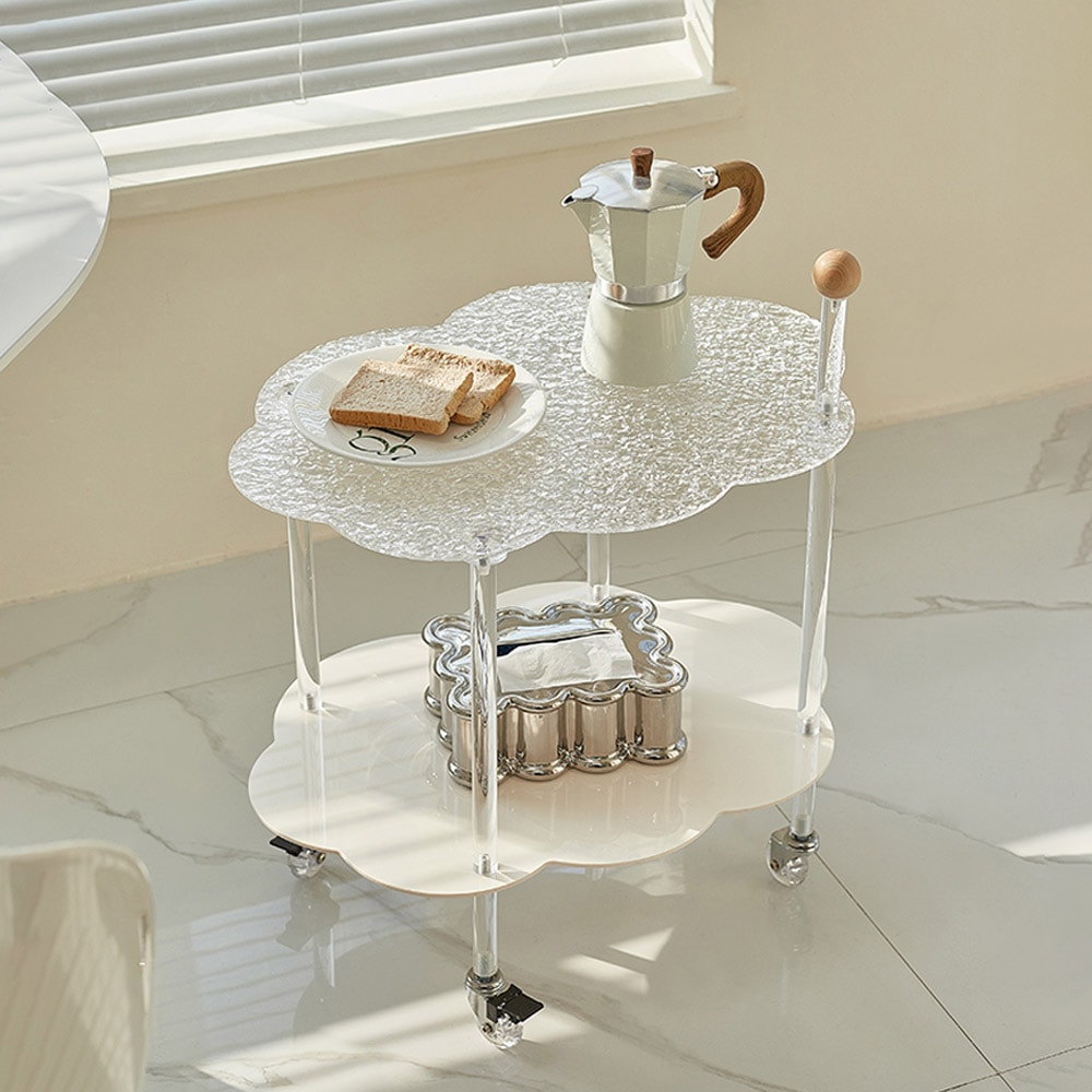 [신상품] 블레오 [해외] 아크릴 구름 이동식 트롤리 거실 쇼파 사이드 테이블