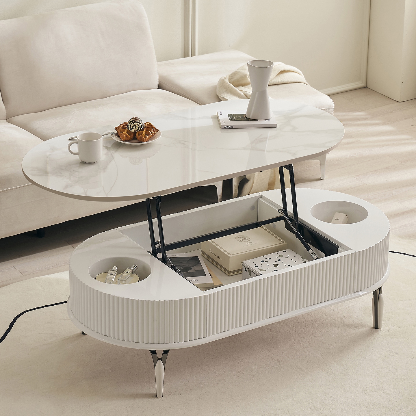 잉글랜더 페이지 템바보드 세라믹 타원형 리프트업 테이블 1200 