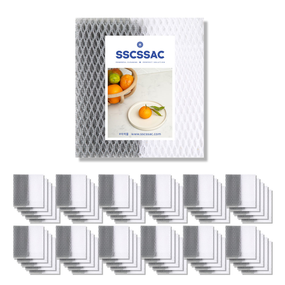 쓱싹라이프 쓱싹 그물 망사 수세미 30x30 화이트 그레이 20P 6세트