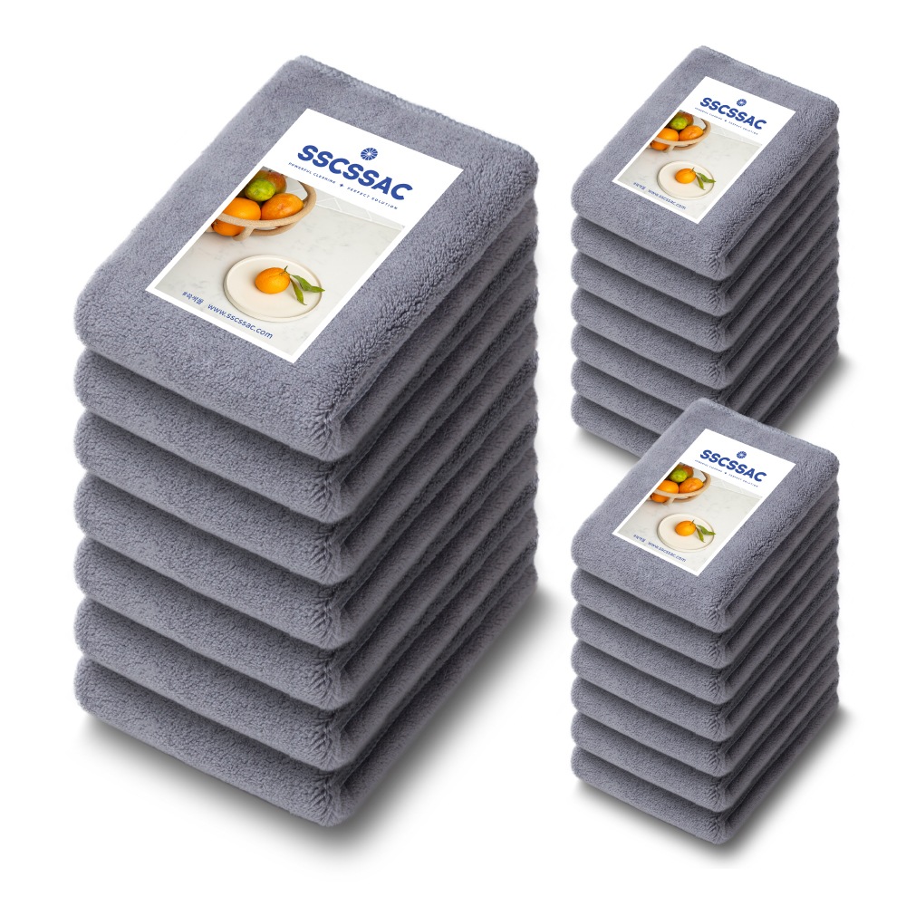 쓱싹라이프 쓱싹 보들보들 극세사 양면 주방행주 30x30 그레이 7P 3세트