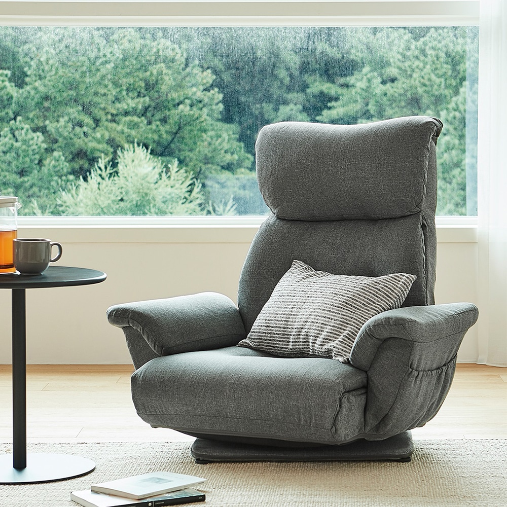 한샘 휴 회전형 팔걸이 좌식 리클라이너 그레이 1인소파 