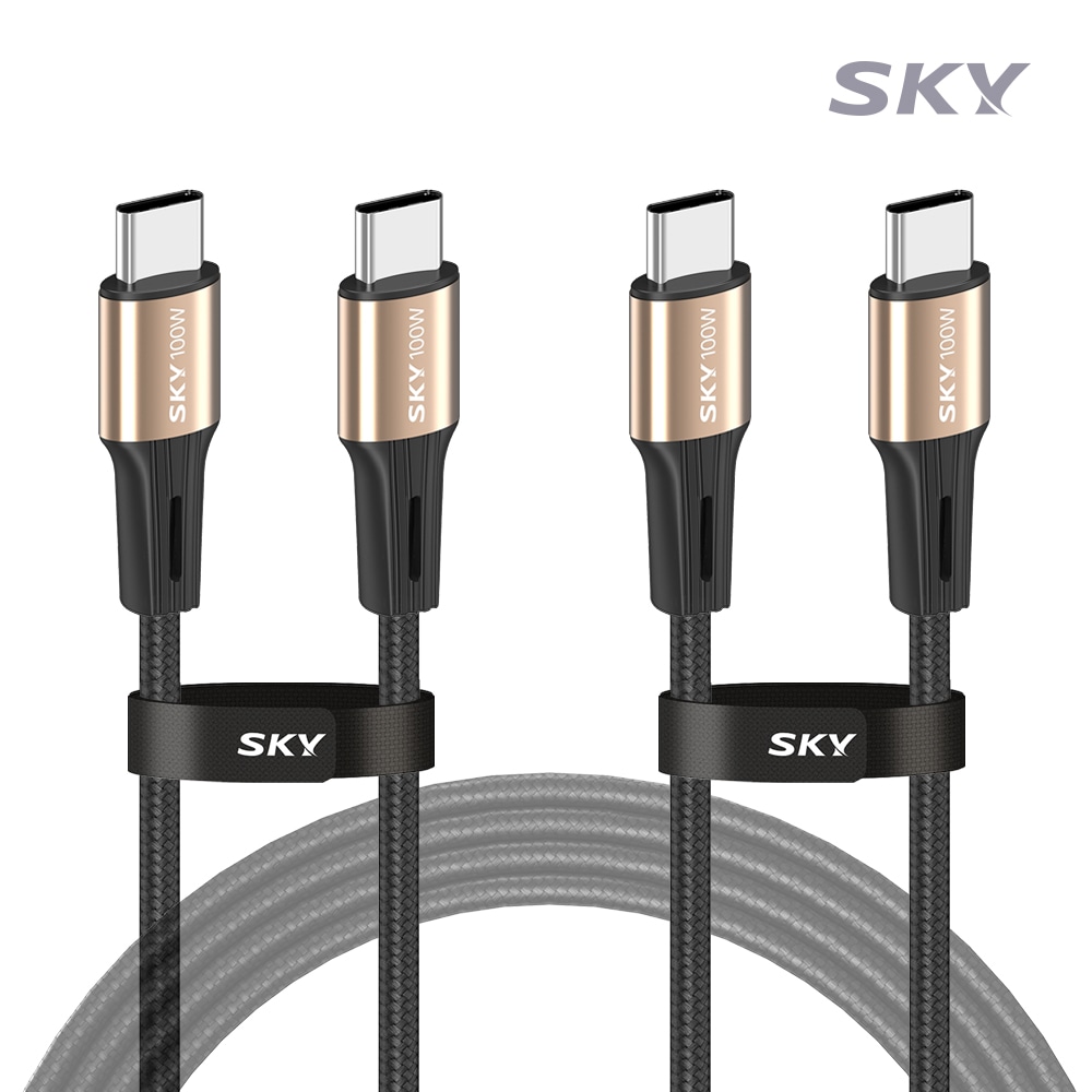 스카이 비트 100W PD C to C타입 고강도 패브릭 초고속 충전 케이블(2개입)