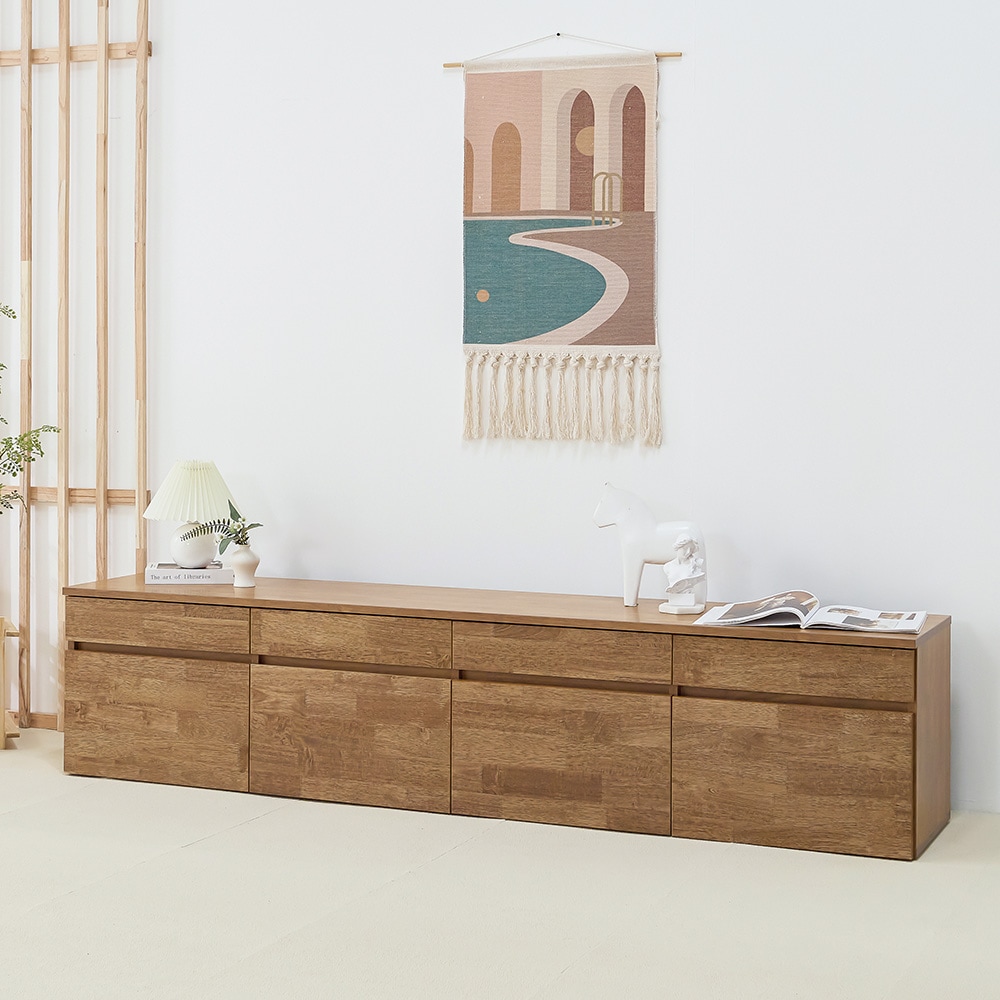 슈퍼홈 로자 TV다이 원목 도어 낮은 거실장 2000(기본형) 