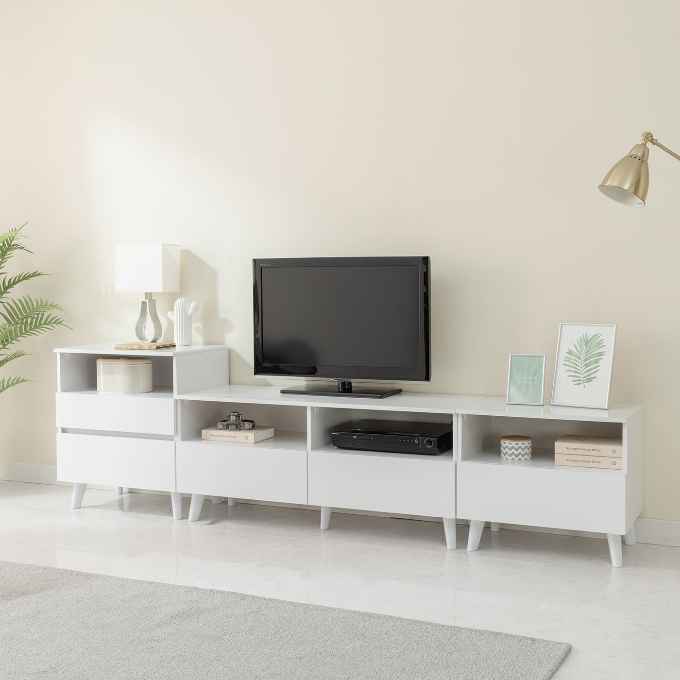 모로가구 나르 2380 오픈 거실장 세트 TV거실장 티비다이 TV장