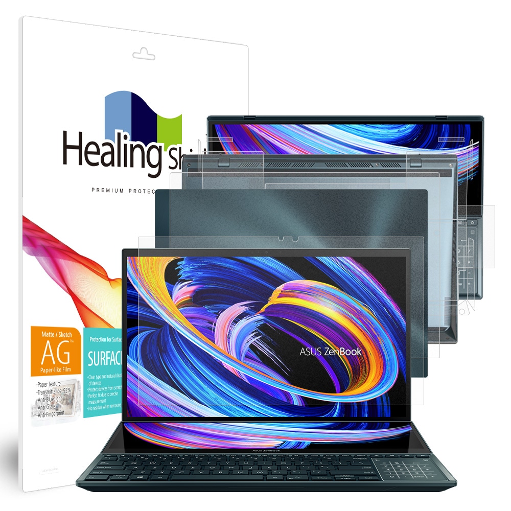 힐링쉴드 젠북 프로 듀오 15 OLED UX582 종이질감1매 외부3종