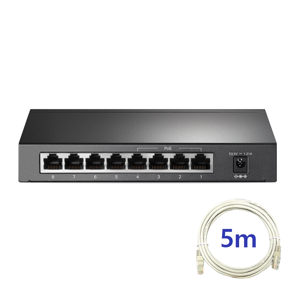 티피링크 TL-SG1008P+랜선 5M 8포트 기가비트 4POE 스위치 허브 세트
