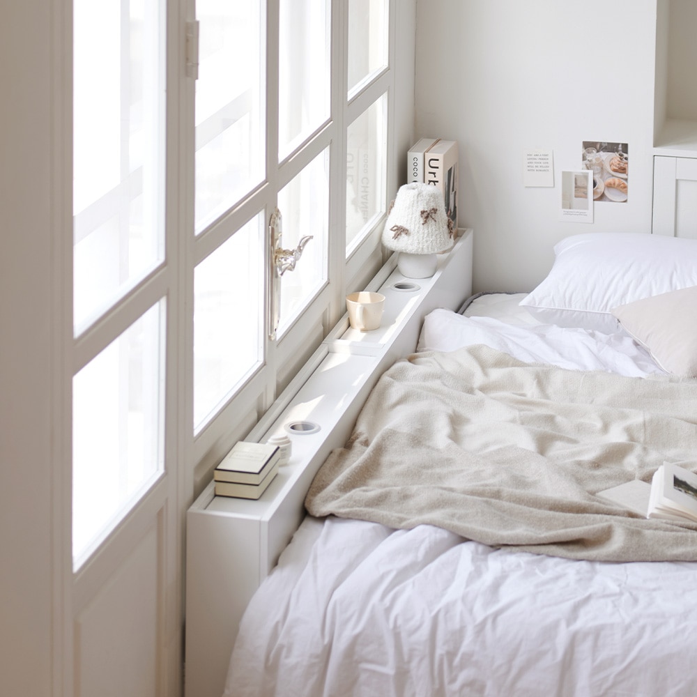 [신상품] 아씨방가구 국내제작 이지 E0 침대 선반 틈새 수납장 600