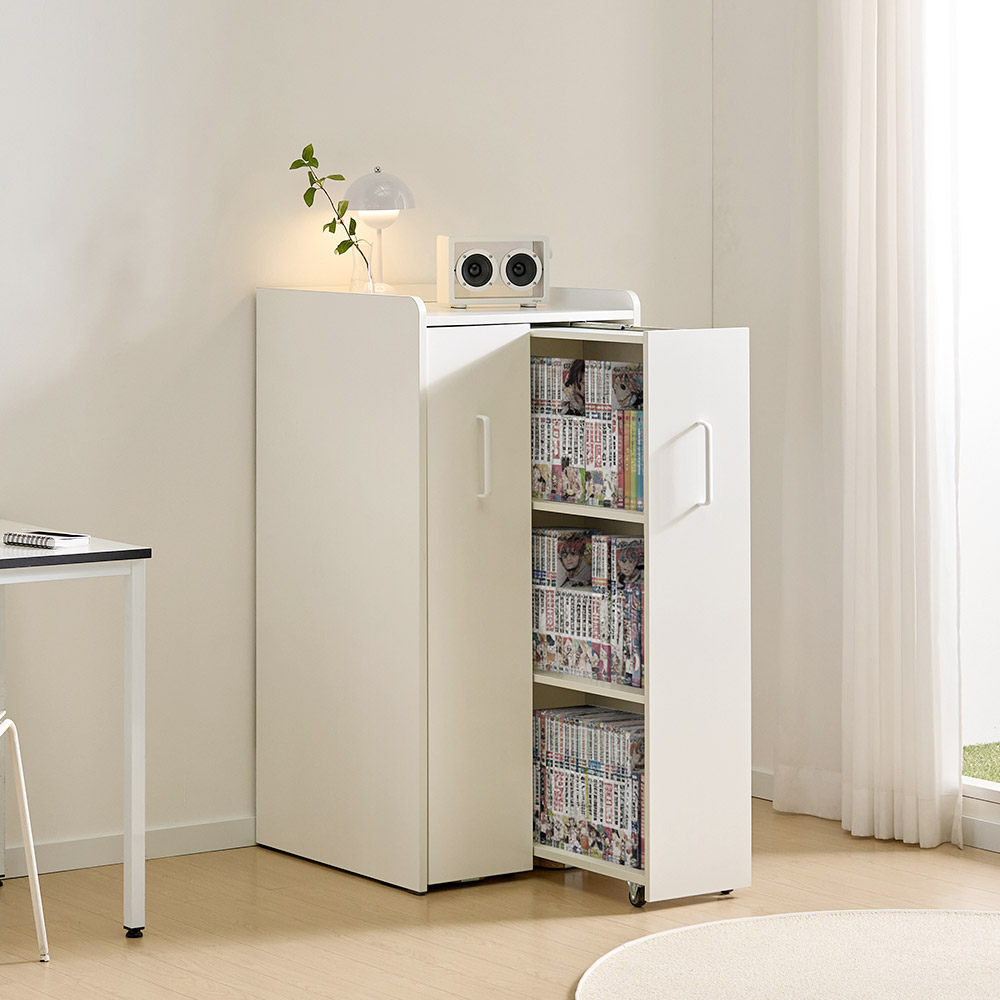 아씨방가구 랑랑 3단 낮은 만화책장 슬라이딩 책장 600 (좌/우형 선택) 