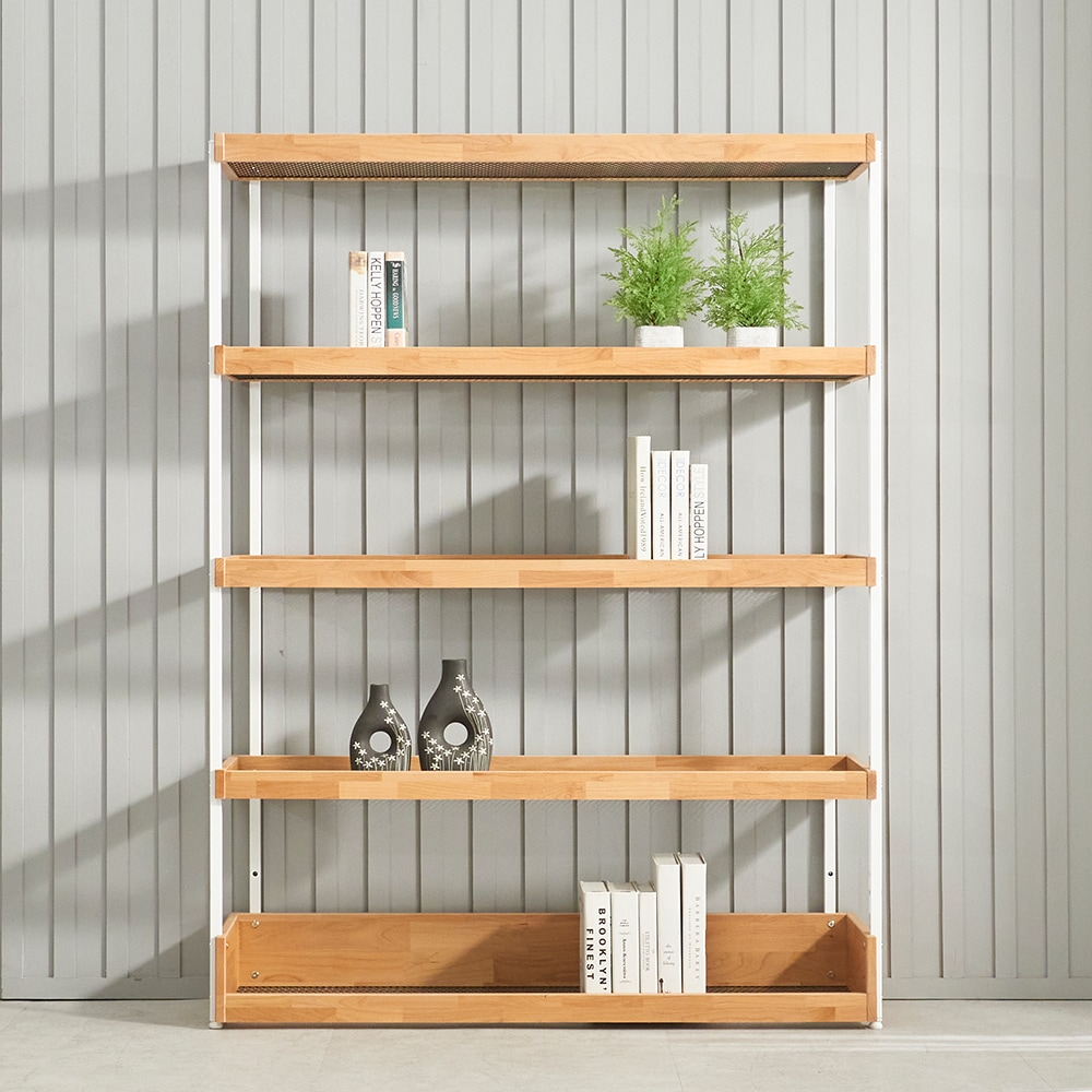 [신상품]우아미가구 카디 엘다 원목 5단 선반장 1200