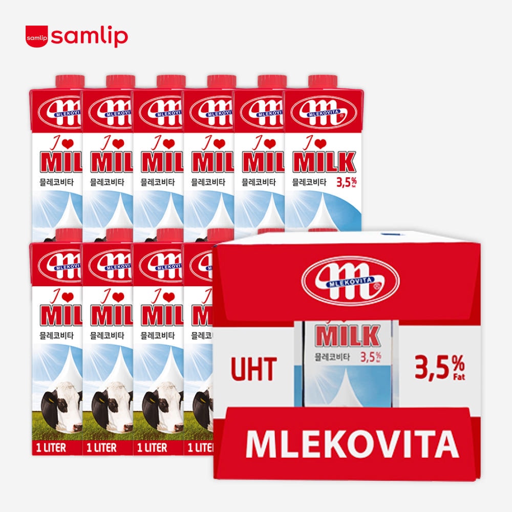 삼립 믈레코비타 3.5% 1000ml 아이러브밀크 멸균우유 12팩