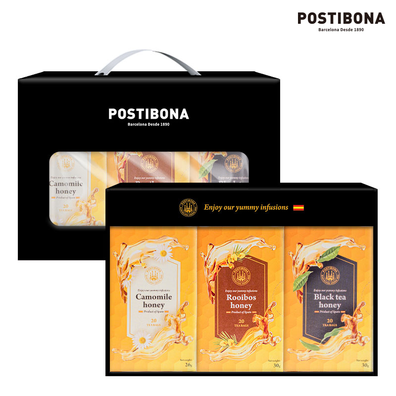 포스티보나 스페인 꿀차 선물세트 60티백 (캐모마일 루이보스 홍차)