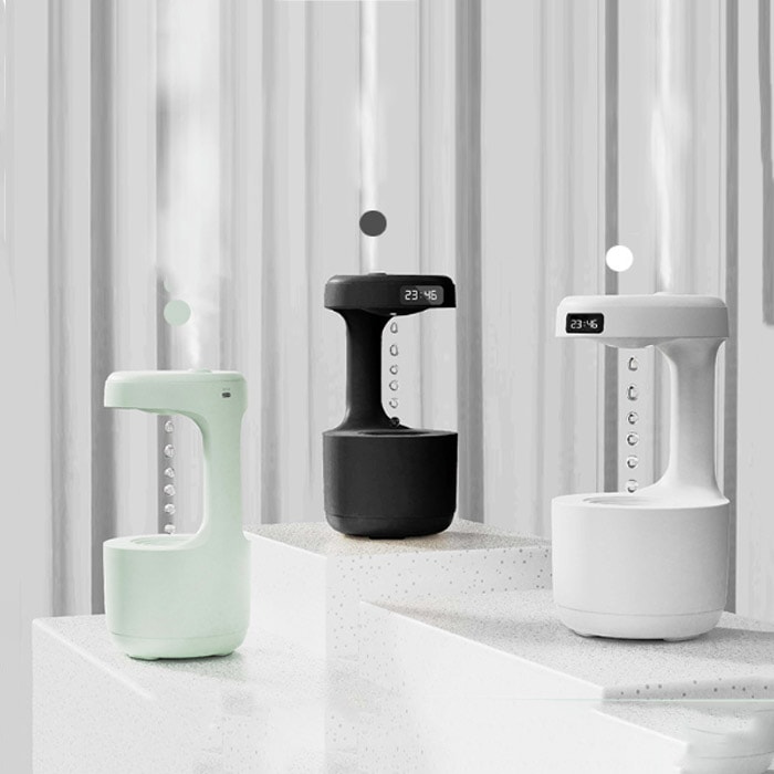 [해외] HUMIDIFIER [해외] 반중력 물방울 가습기 / 2중필터 UV살균 / LED시계 / C타입 포