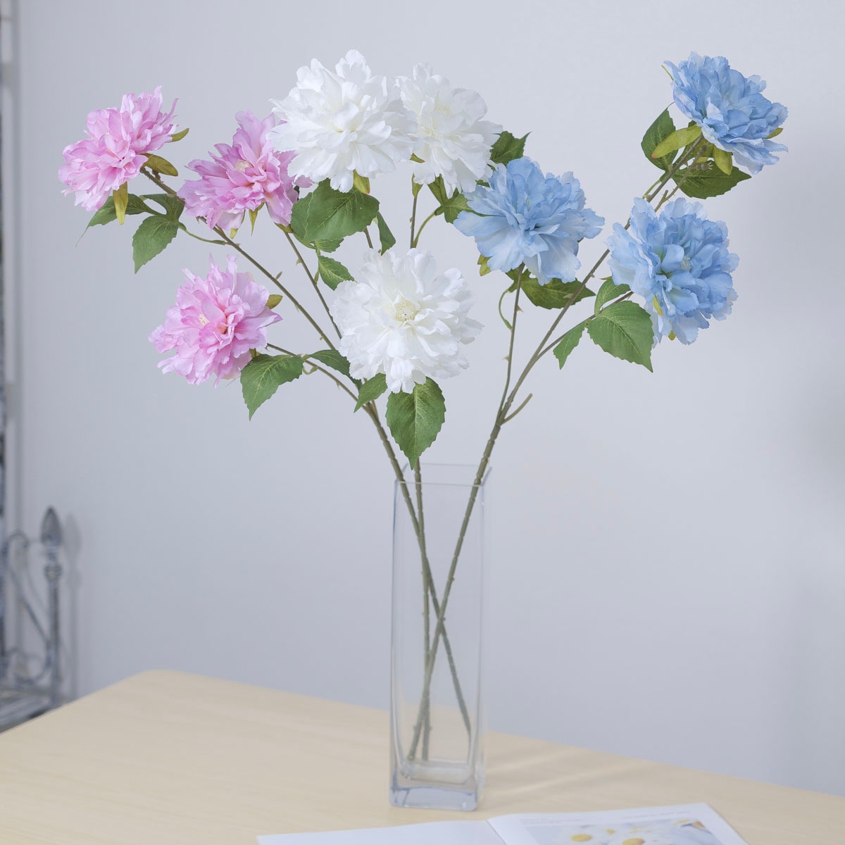 아티플라자 실크플라워 로즈 히비스커스 조화꽃 가지 72cm 샤론의 장미 생화같은조화