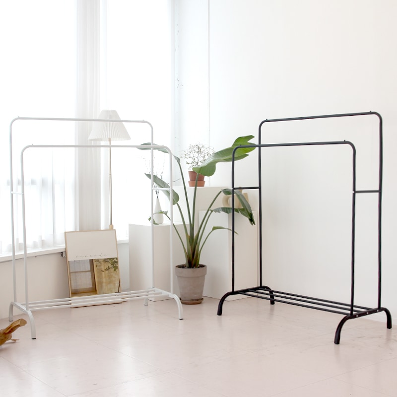 [신상품]조은룸 튼튼한 2단스탠드 그란데행거 1100 2중수납 간이 원룸 옷방 철제 옷걸이