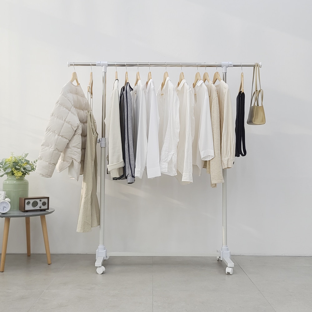 [오늘출발][신상품]생활백과 국내생산 아이언 이동식행거 1단 매장용