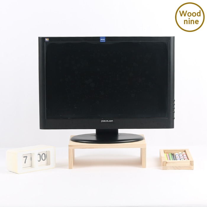 [신상품] 우드나인 원목 삼나무 모니터받침대 1단 보조
