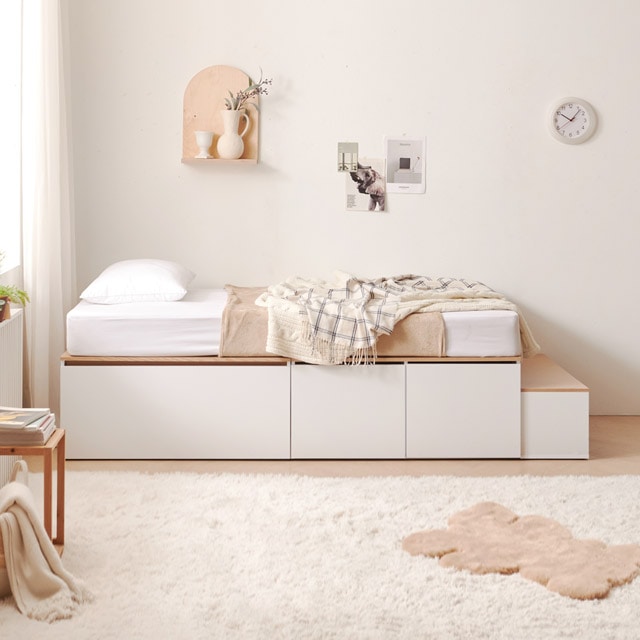 데코레시피 C3824 무헤드 도어 대용량 수납침대 발판세트 Q