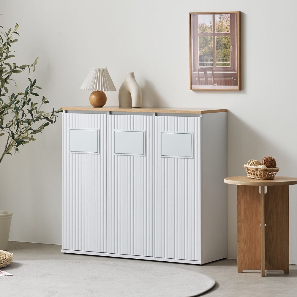 데코레시피 F41632 분리수거 휴지통 3칸 수납장 900 2colors