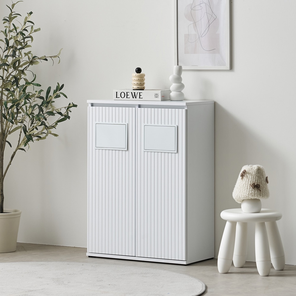 데코레시피 F41631 분리수거 휴지통 2칸 수납장 600 2colors