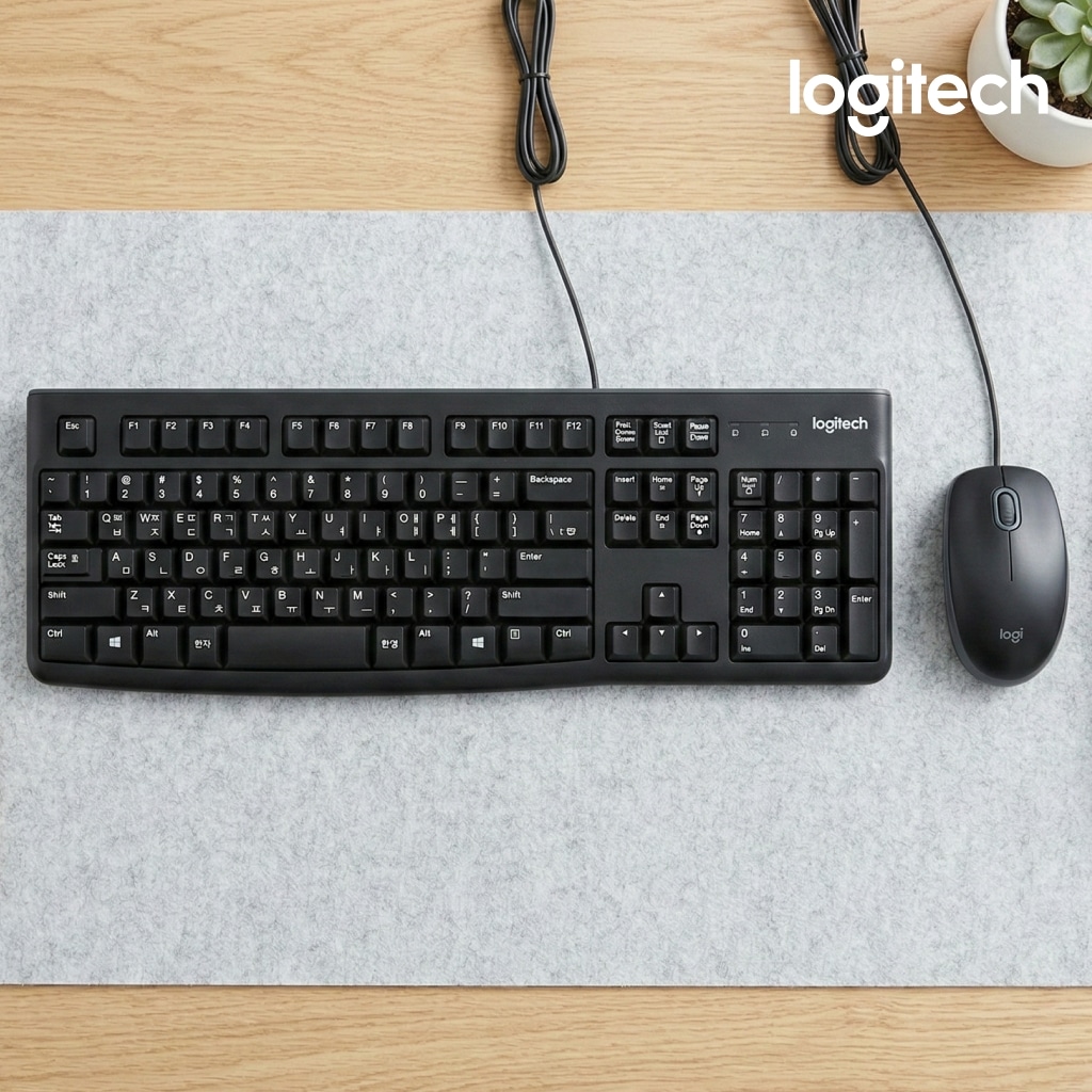 로지텍 로지텍코리아 K120 + M90 유선키보드마우스 키스킨포함