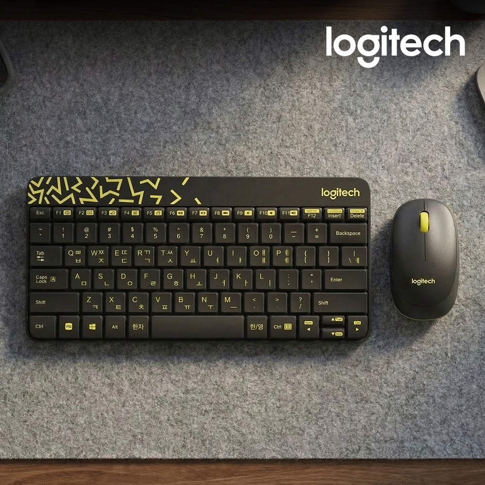 로지텍 로지텍코리아 MK240 Nano 블랙 무선 키보드 마우스 세트 포함, 컴팩트 사이즈, 좌우