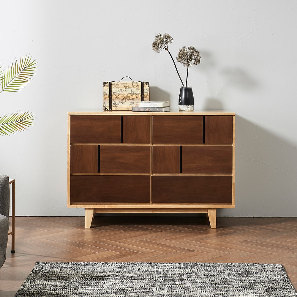 우아미가구 데네트 고무나무 원목 3단 드레스 1200