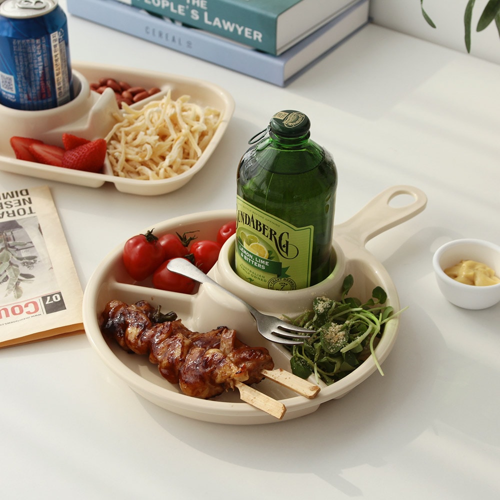 알페로 칸칸 손잡이 나눔 앞접시 3칸 4칸 먹방 플레이트 세트 부먹 찍먹 안주 그릇