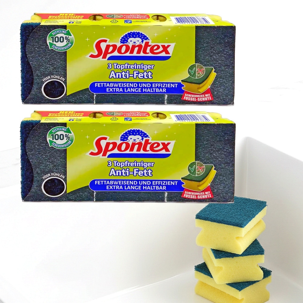 스폰텍스 기름때 제거용 특수섬유 양면 수세미 3개입 2팩