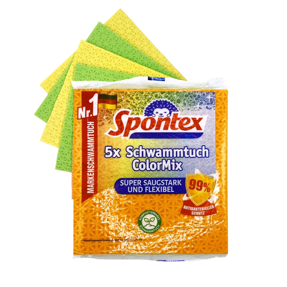 스폰텍스 냄새방지 항균 스펀지 생분해 수세미 행주 5개입