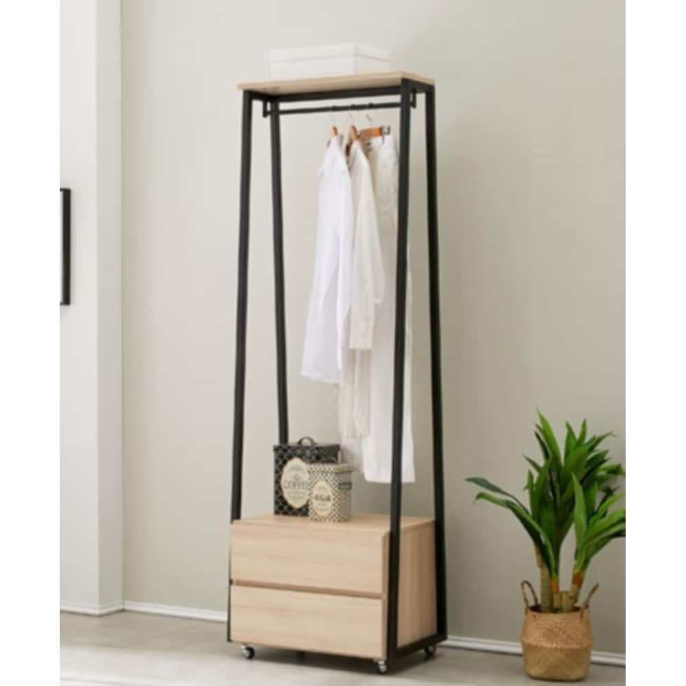 [신상품]자르파라가구 이동식 틈새 슬림 600 2단 수납 행거 서랍장 (4색) 쇼핑몰 옷걸이 옷장 오픈 봉