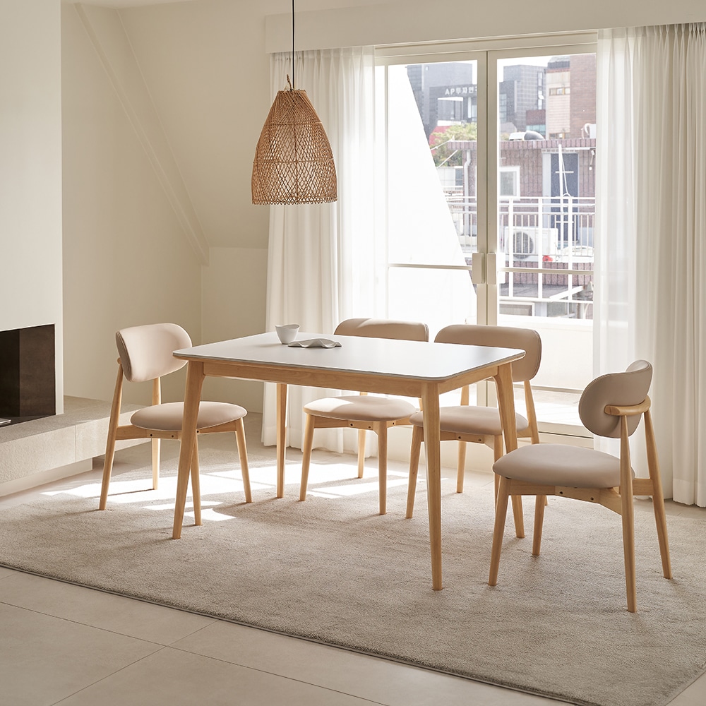 에몬스가구 세라드 스퀘어 1200 4인용 세라믹 식탁세트 (의자4포함) 