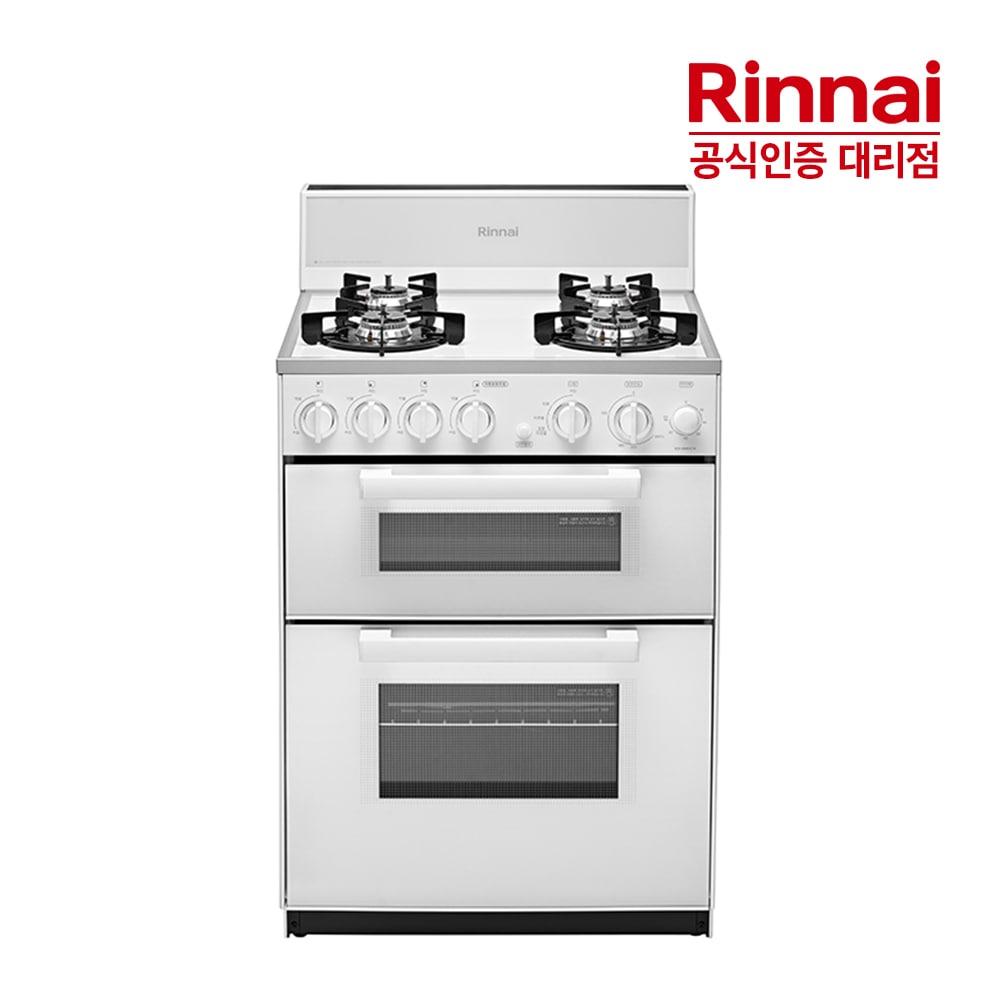 린나이 빌트인 4구 가스 오븐레인지 RSF-BM84CW 스노위화이트 참숯코팅 무수그릴