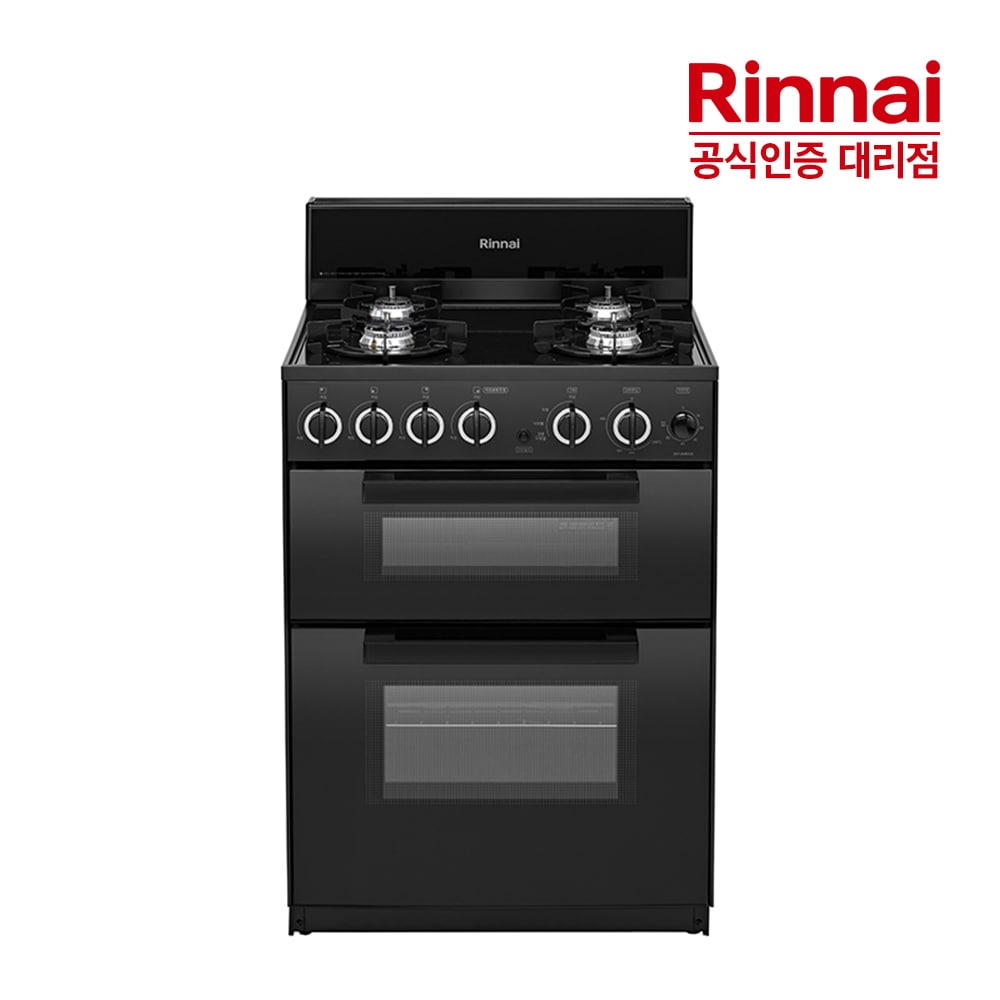 린나이 빌트인 4구 가스 오븐레인지 RSF-BM83CB 미드나잇블랙 참숯코팅 무수그릴