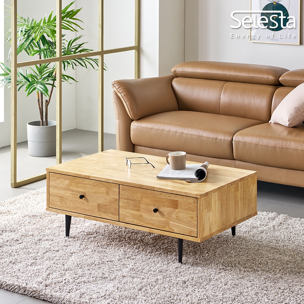 [신상품] 셀레스타 알렉스 1200 고무나무 원목 거실 소파테이블
