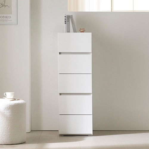 라자가구 밀크 E0등급 속깊은 5단 서랍장 400 