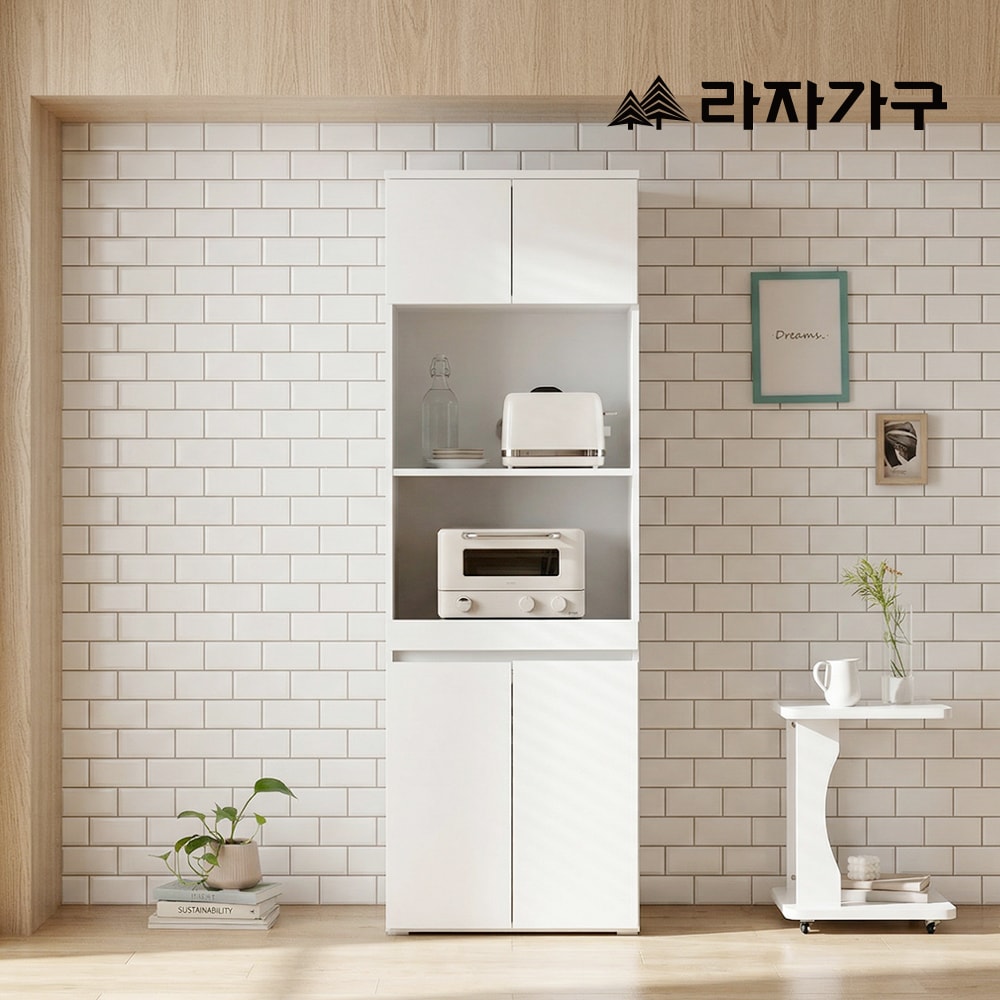 [신상품] 라자가구 리에트 E0등급 키큰 주방수납장 전자 렌지 밥솥 오븐 다용도 선반 렌지대 600