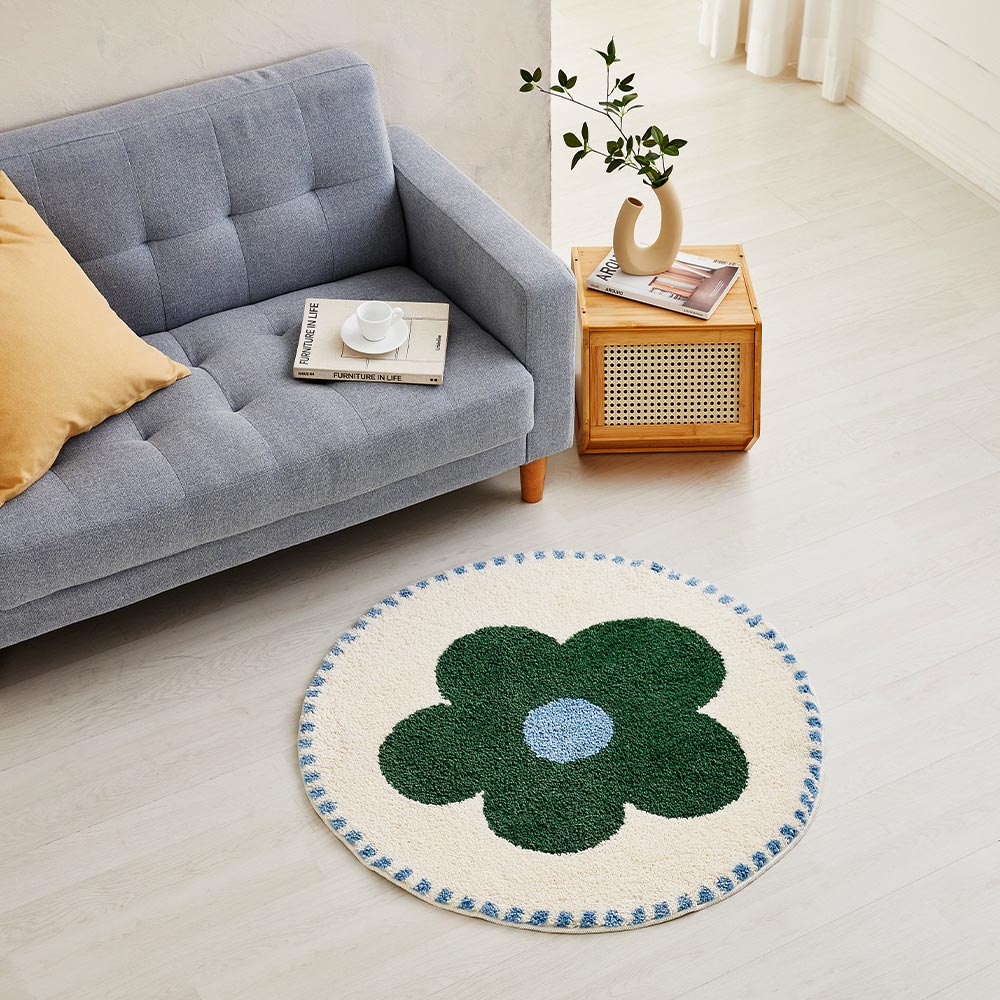 모던하우스 터프팅 그린플라워 러그 D90 