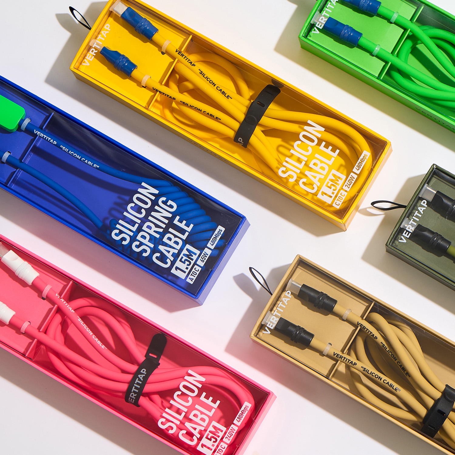 버티탭 실리콘 스프링 케이블 Cto C타입 고속충전 240W AtoC타입 꼬임방지 1.5m