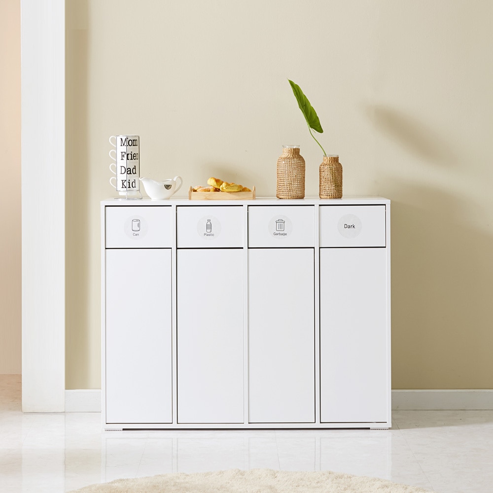 파로마 공식스토어 슬림 E0 분리수거함 수납장 4칸 1060 (봉투증정) 