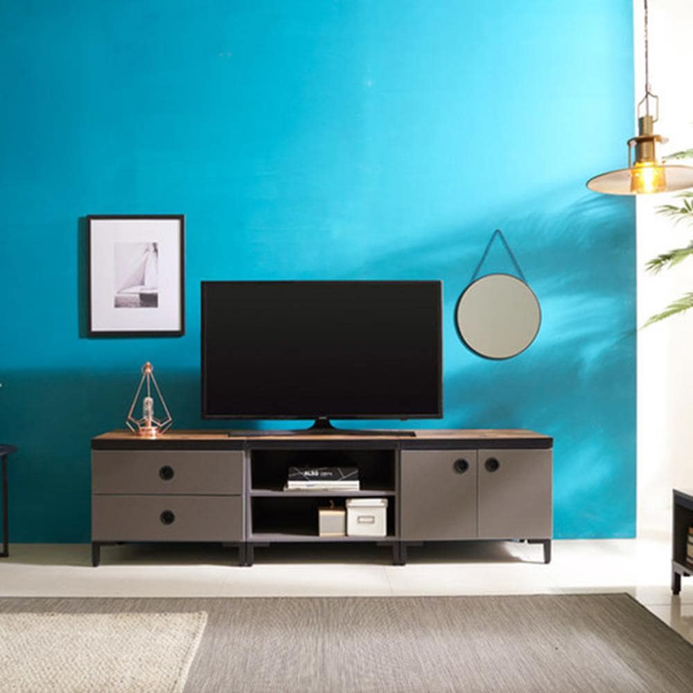 아이비가구 깔끔한 홈인테리어 낮은 그레이 티비장 홈카페 세련된 수납 디자인 안방 TV