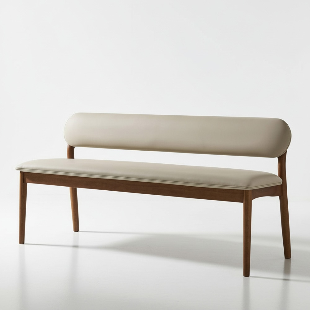 스코나 마르넬 원목 실리콘레더 1450 3인 벤치 의자 