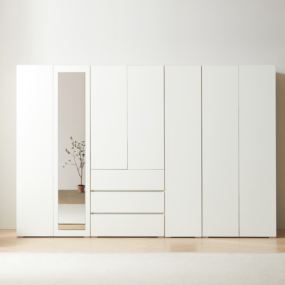 [신상품]보루네오 하우스 마르체 IAN 전신거울B 서랍 옷장 2800 세트 2colors