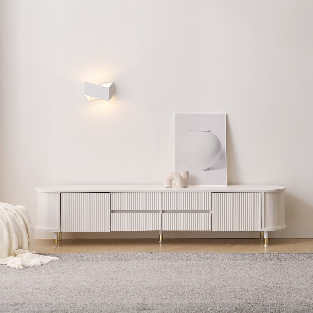 보루네오 하우스 마르체 레아 타원형 템바보드 높은 거실장 2000 