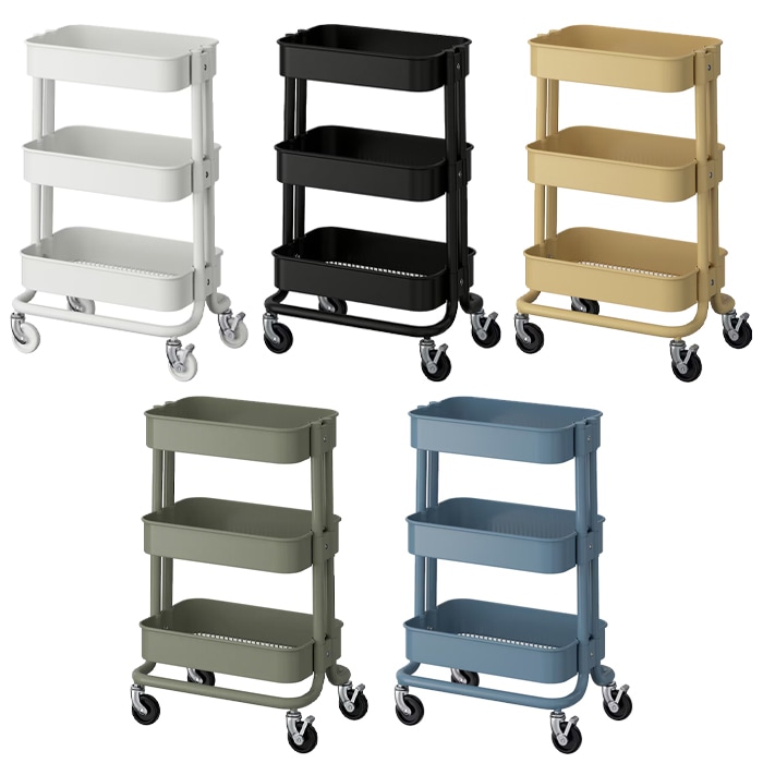 이케아 RASKOG 로스코그 트롤리 소형 28x38x61cm 이동식수납함 주방카트 이동식선반 