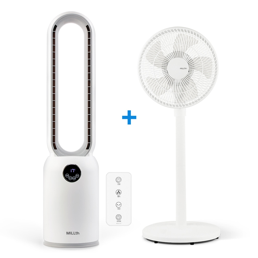 millth 밀스 AC디지털 날개없는 선풍기(리모컨) + 서큘레이터