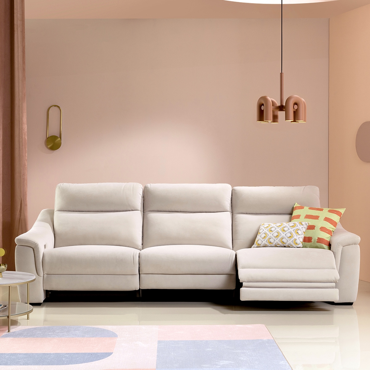 리바트 로이머 4인 패브릭 리클라이너 소파 일면형 (3색) 