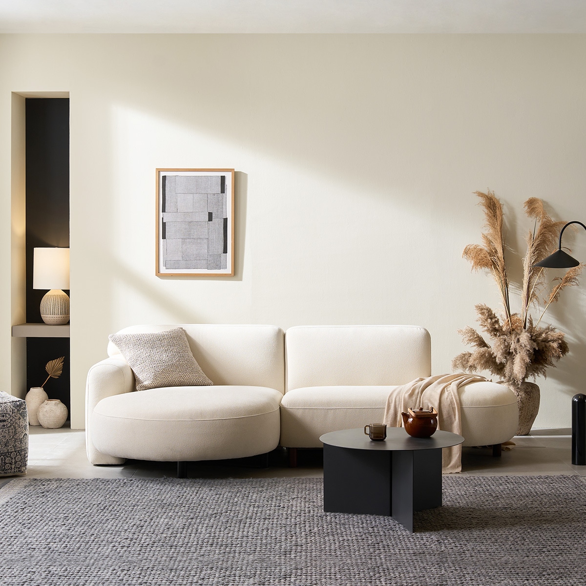 리바트 세계가구 마카다미아 3인 패브릭 소파 카우치형 