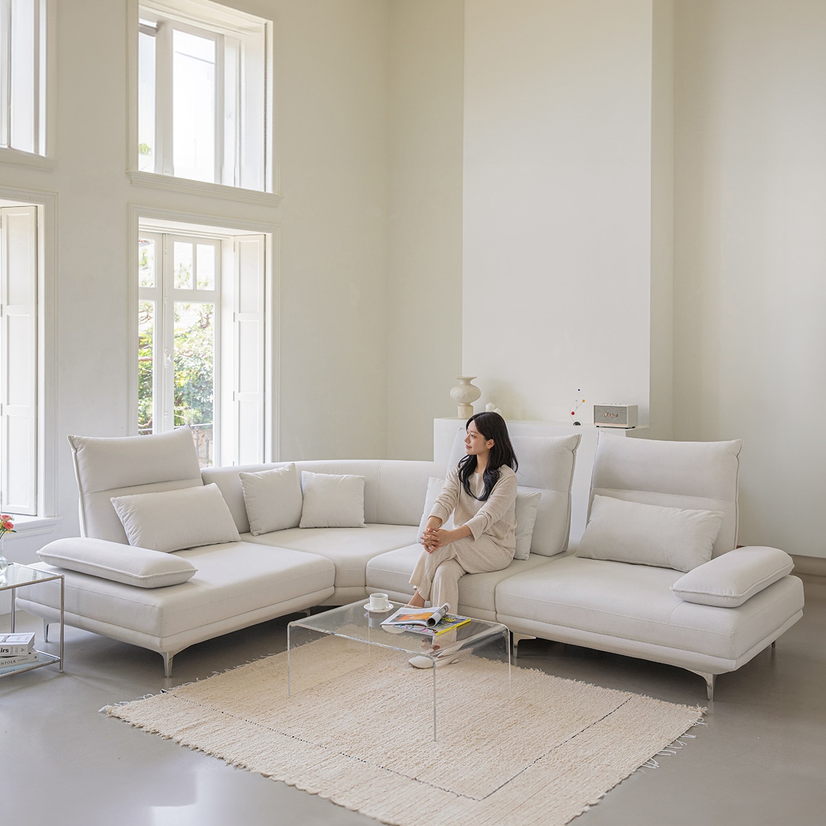 [신상품] 아이엔지홈 아미르 패브릭 스윙 소파 6인 코너형